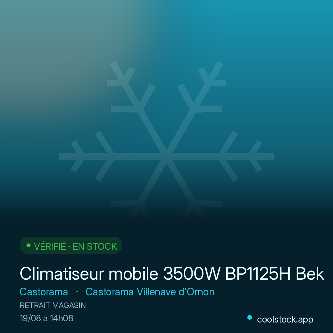 Climatiseur mobile 3500W BP1125H Beko