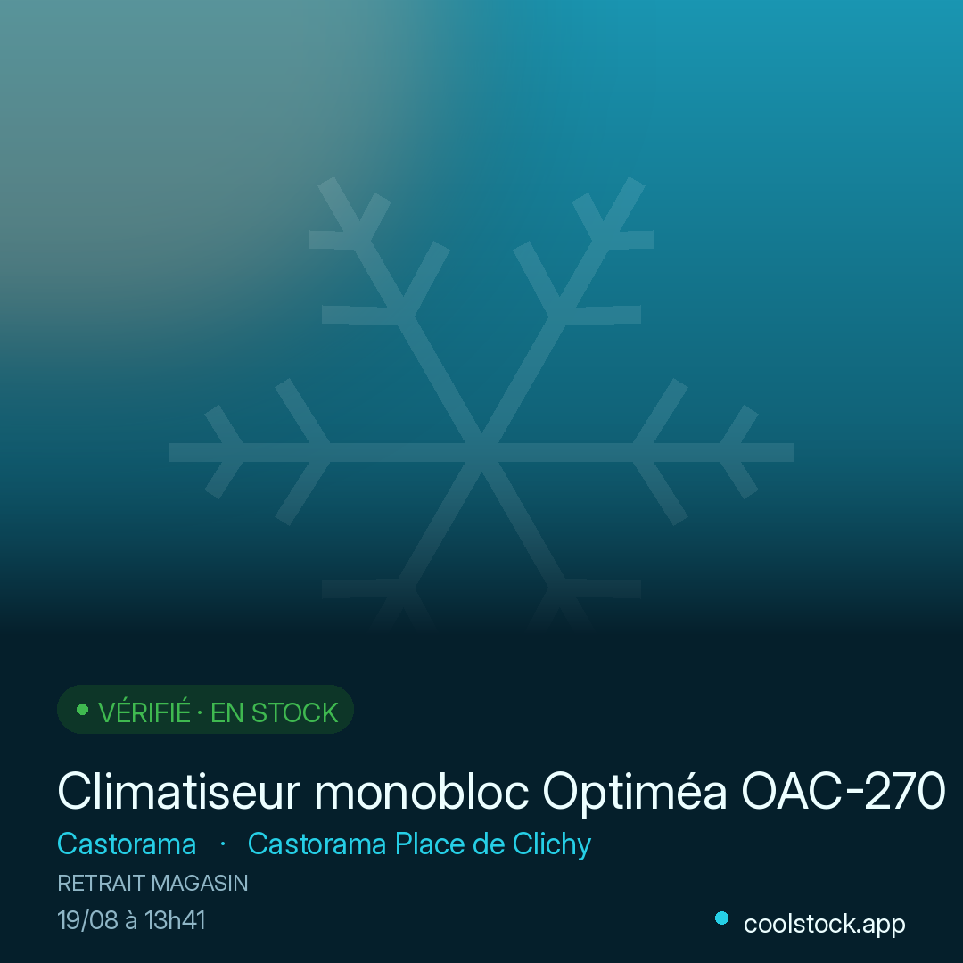 Climatiseur monobloc Optiméa OAC-270SD1 2100W