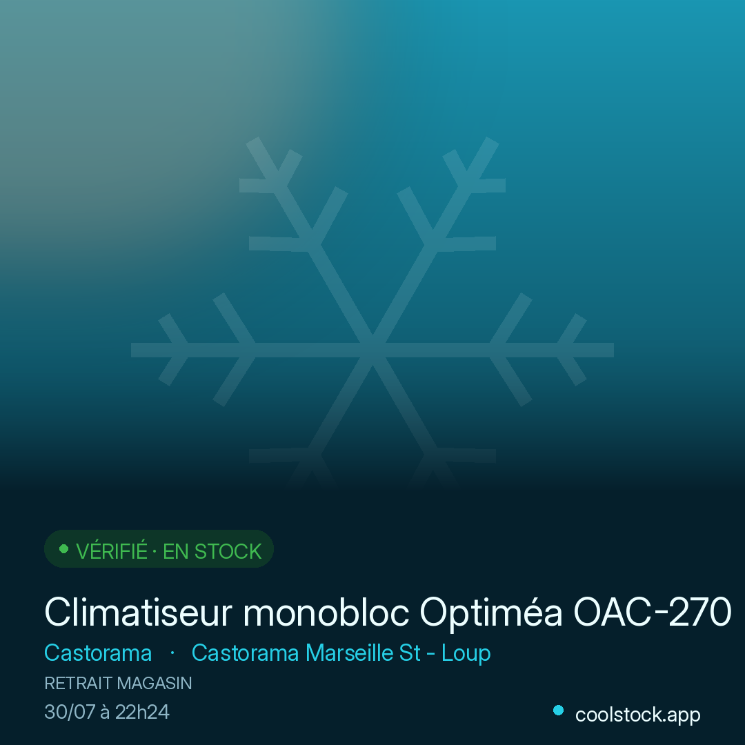 Climatiseur monobloc Optiméa OAC-270SD1 2100W
